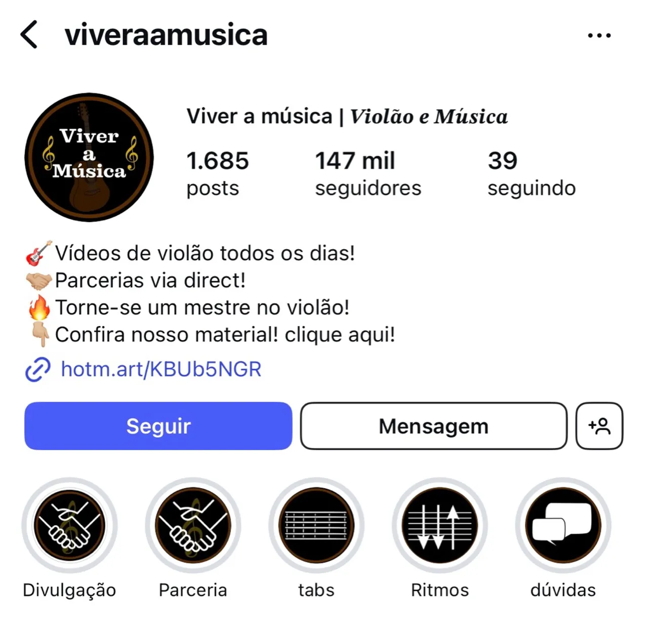 Vendo página do Instagram