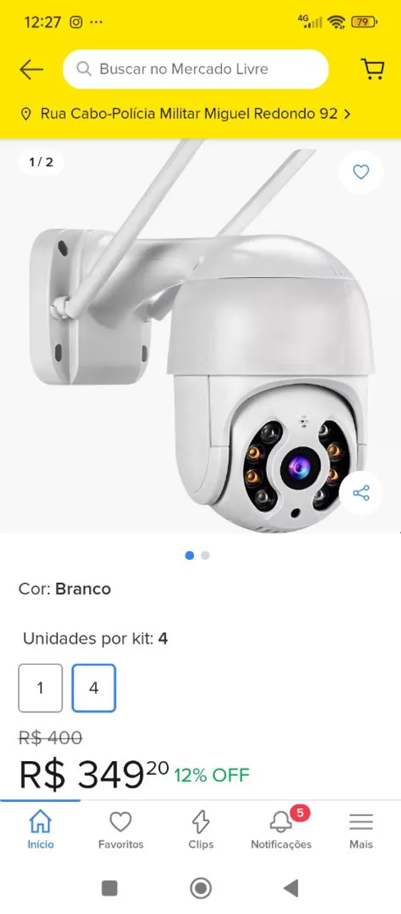 Câmera de Segurança Externa WiFi 360° Full HD