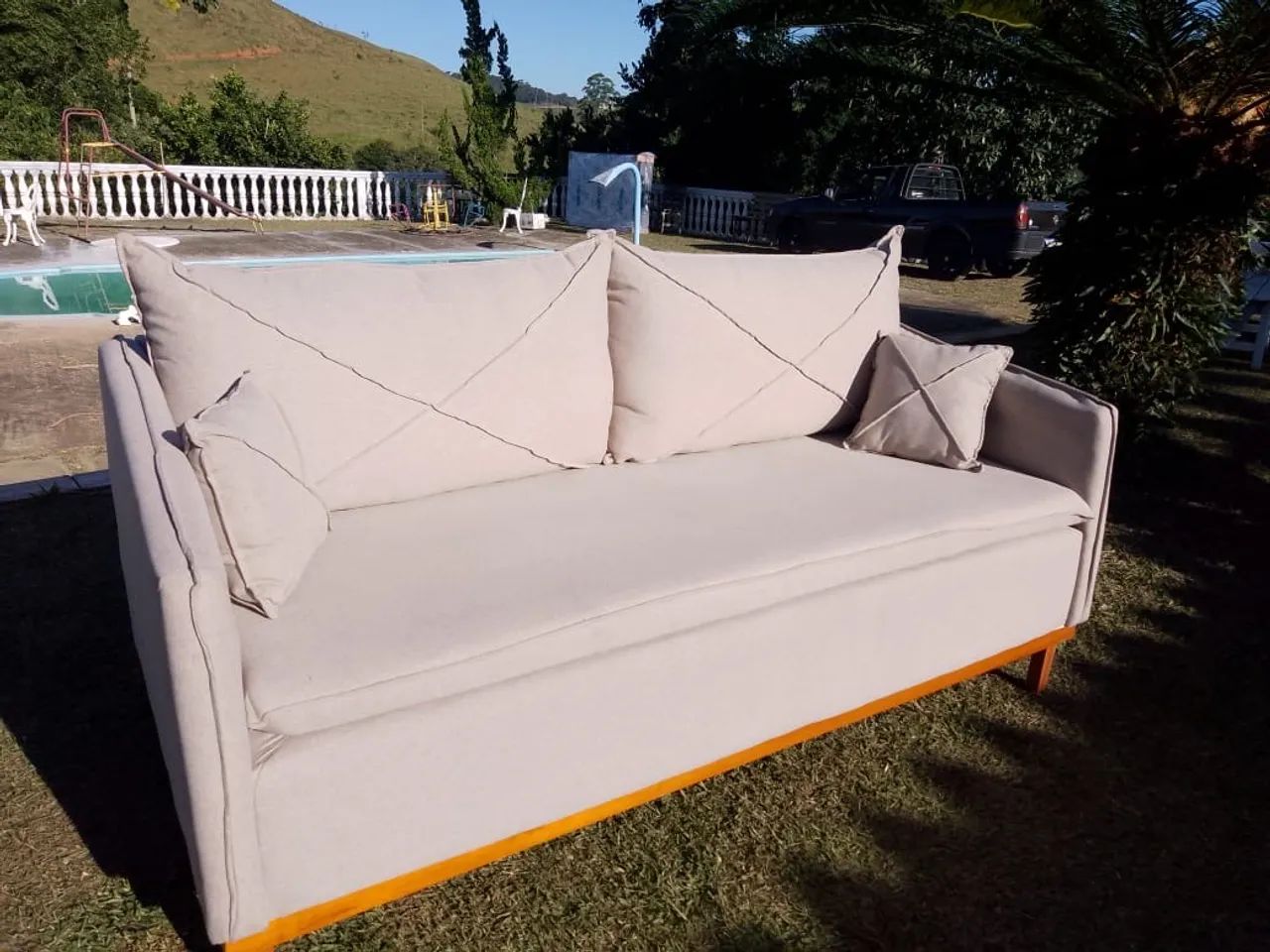 Sofa retratil luxo bege 2m novo  - Foto 5
