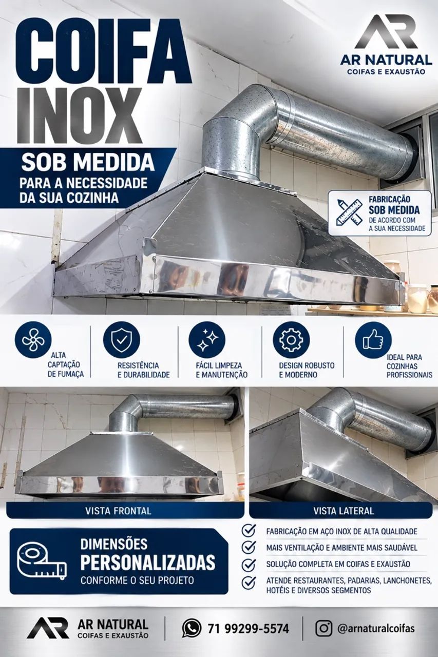 Coifa inox sob medida 
