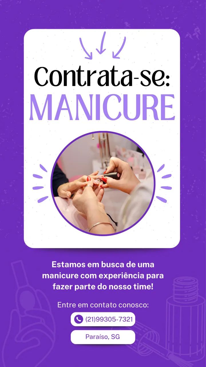 Vaga para manicure e nails design