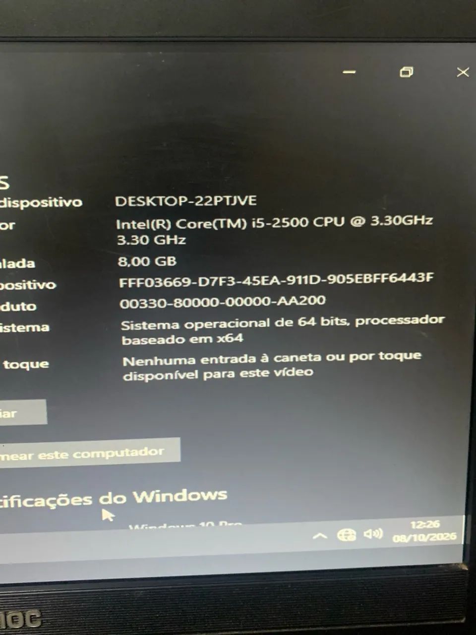 Kit i5+ 8 gb ram e ssd 128gb