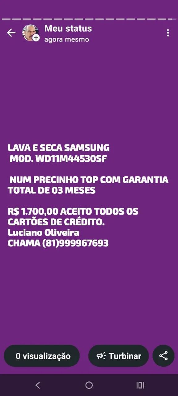 LAVADORA LAVA E SECA SAMSUNG 