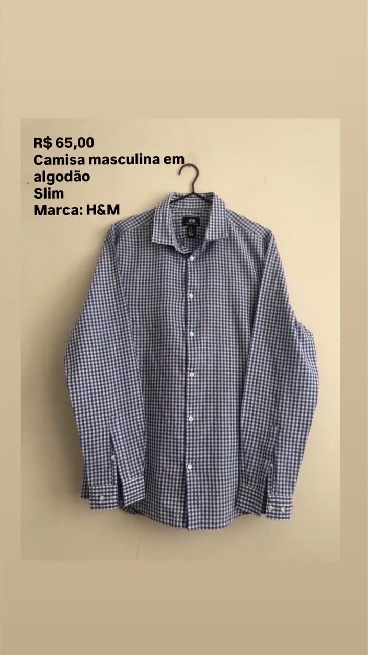Camisa masculina M da marca H&M - Foto 2