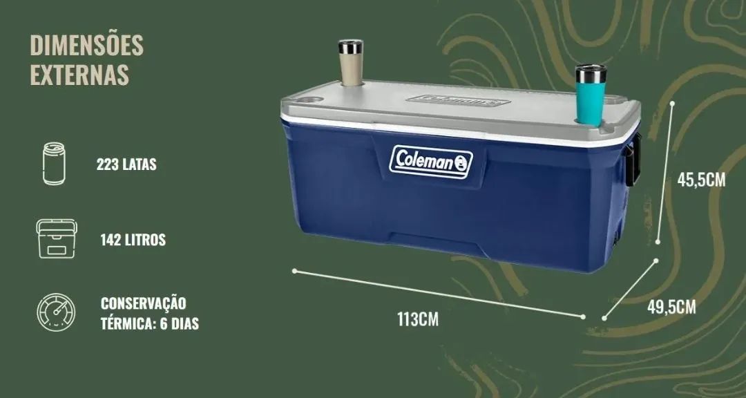 Caixa Térmica Coleman 142 Litros Semi Nova - Gigante | Ideal para