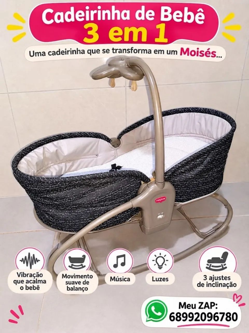 Cadeirinha de bebê 3 em 1