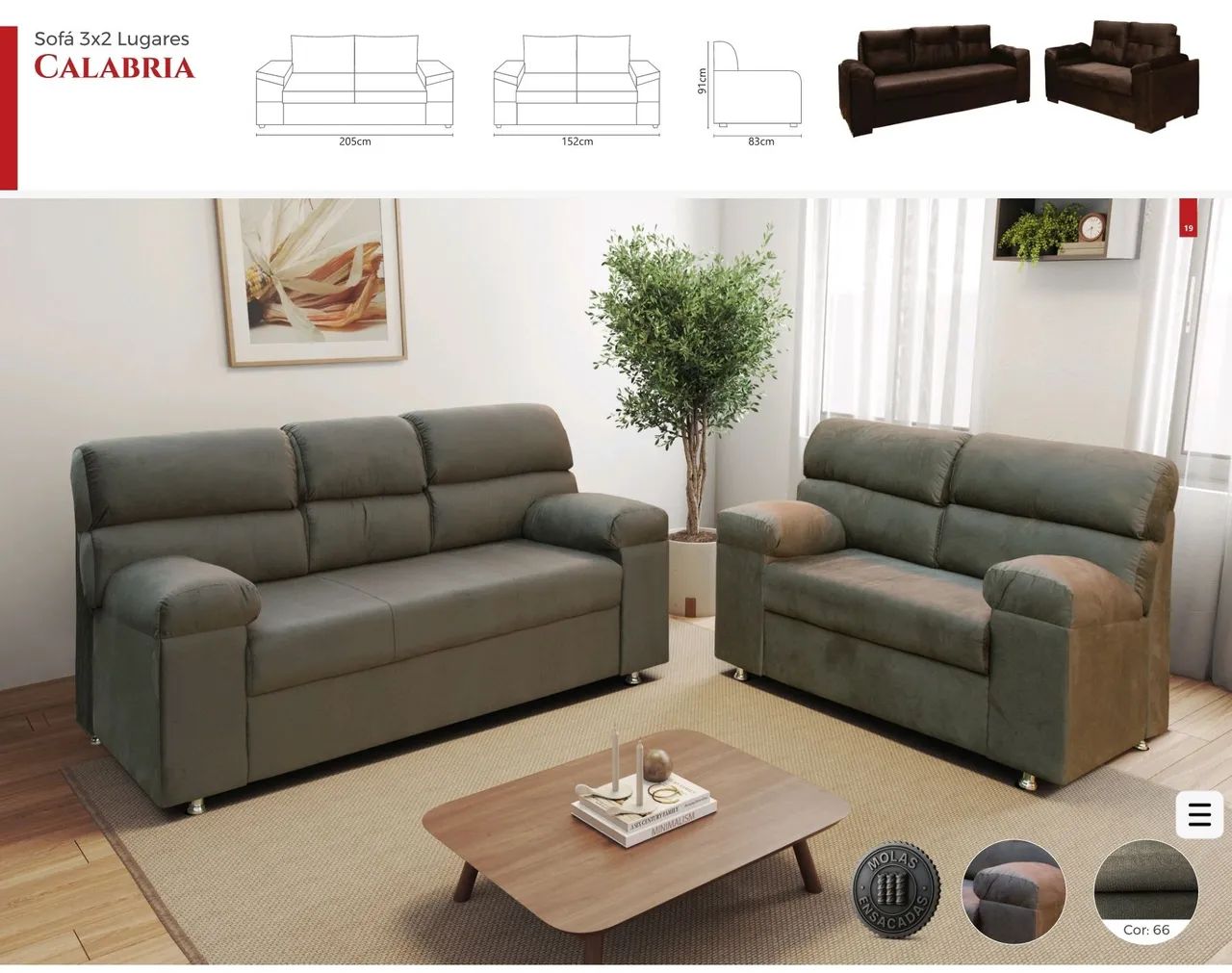 Sofás 3x2 lugares fixo - Foto 2