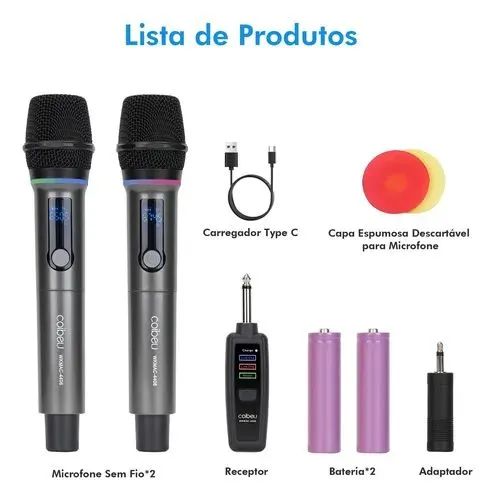 Microfones duplo sem fio Recarregável  - Foto 2