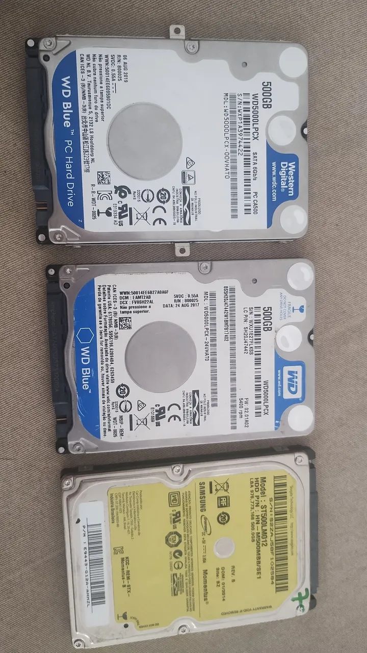 3 HD Sata para notebook 