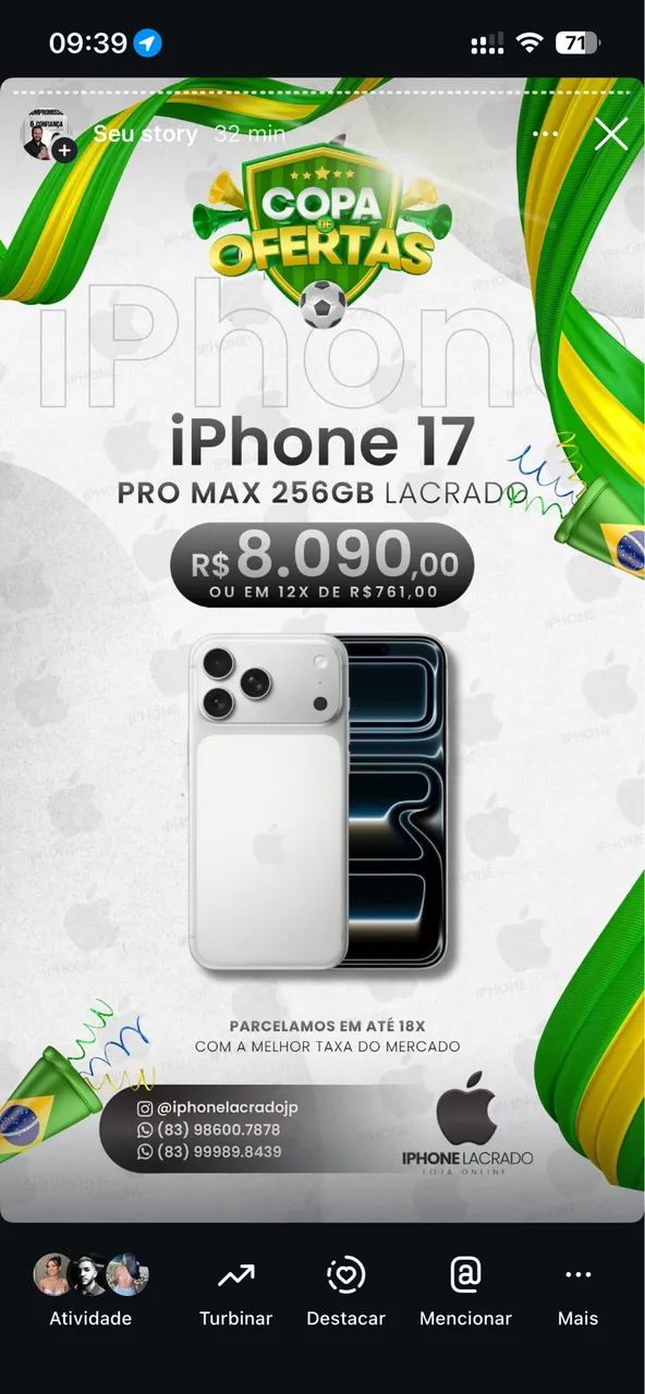 iPhone 17 pro Max 256gb lacrado todas as cores