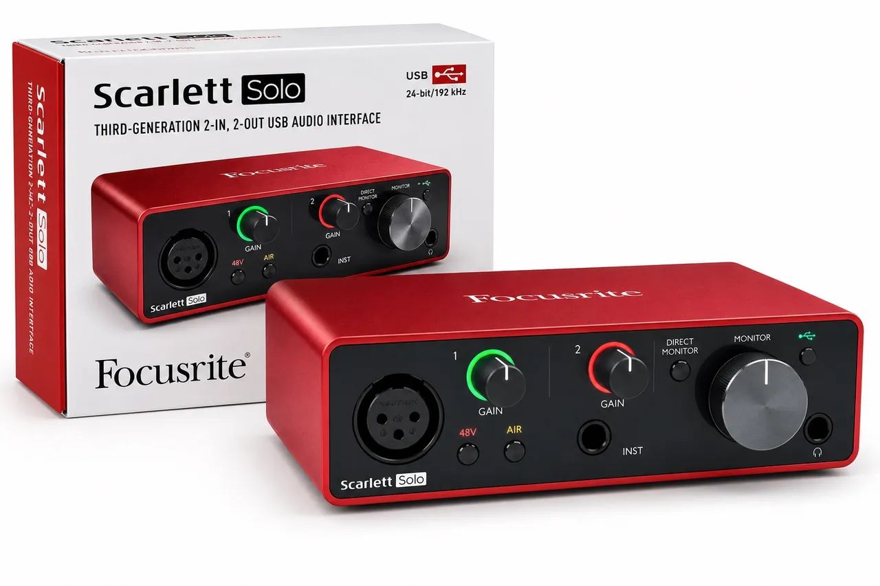 Focusrite Scarlett Solo 4th Gen - Equipamentos e Acessórios de Som Focusrite Scarlett Solo 4th Gen - Equipamentos e Acessórios de Som