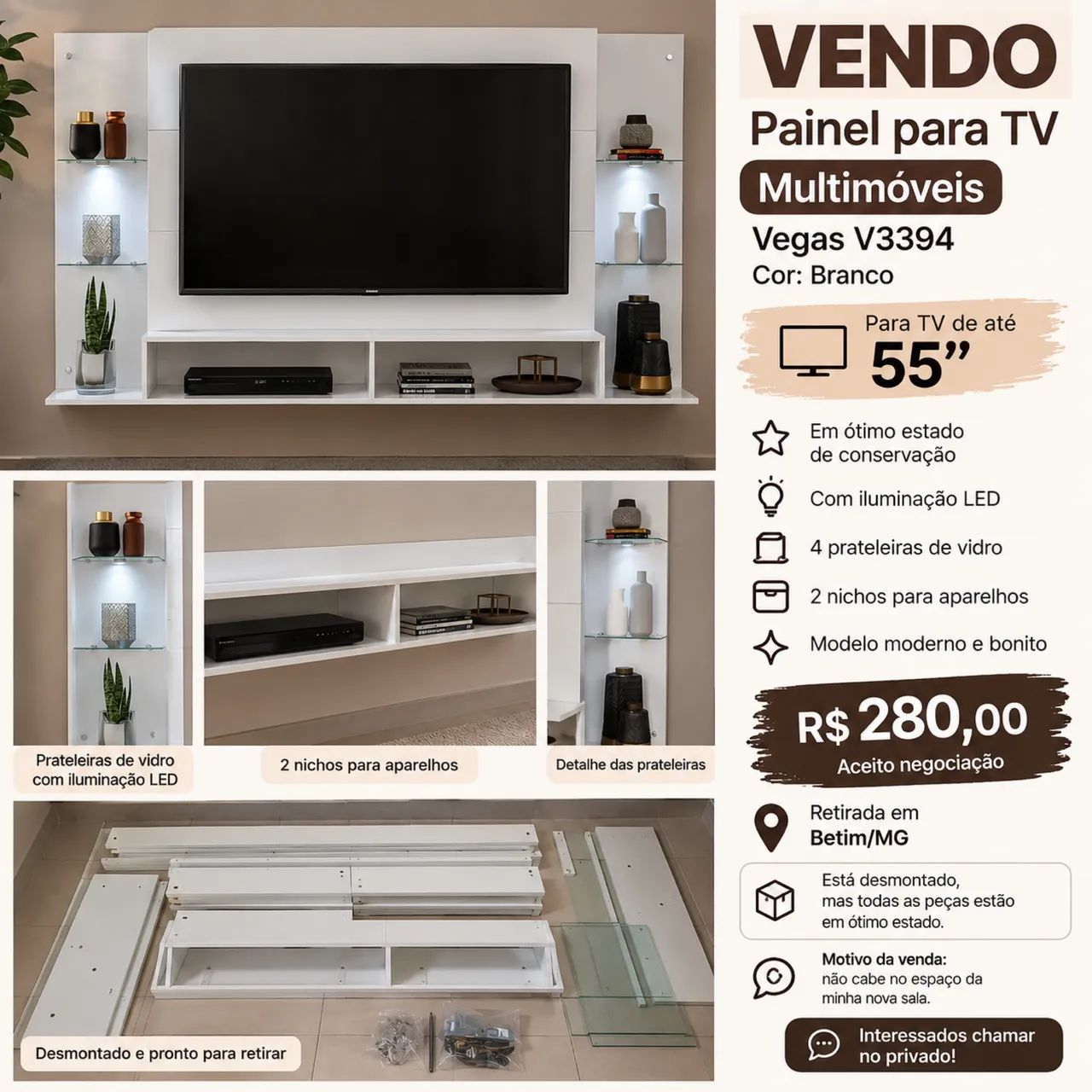 Vendo painel pra tv 55 polegadas 