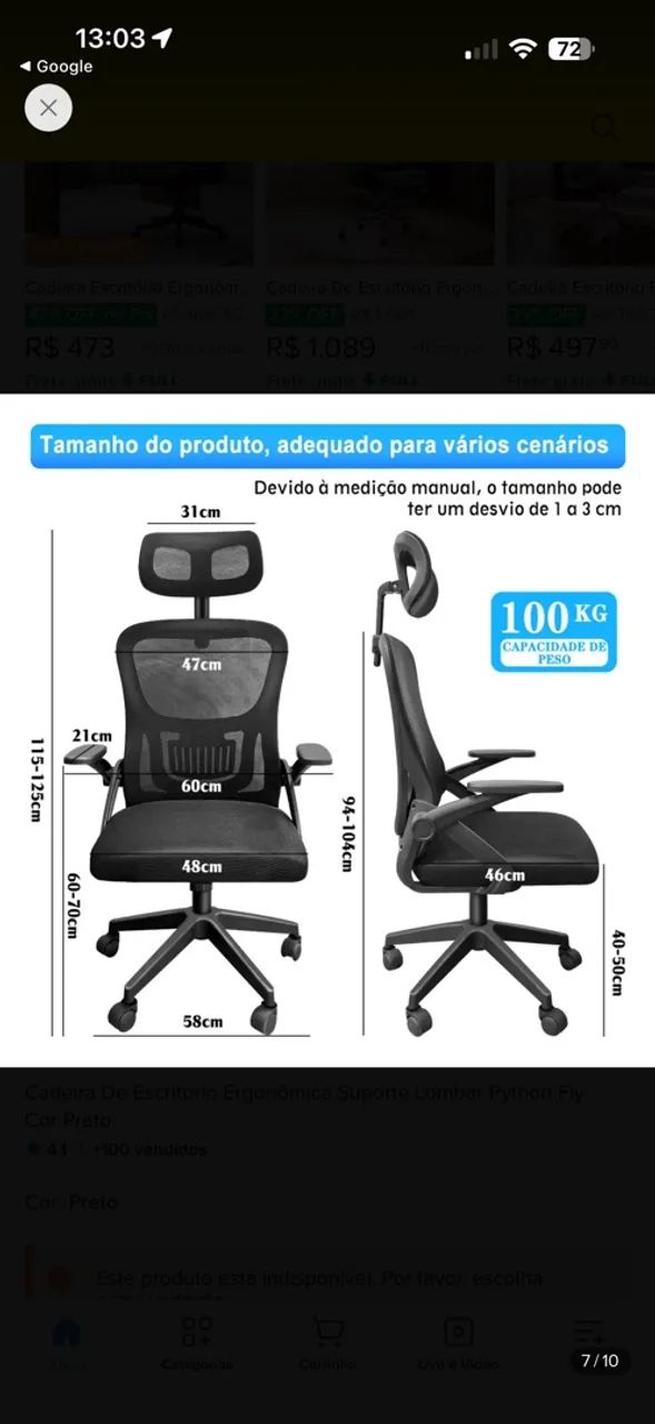 Cadeira ergonômica NOVA na caixa  - Foto 2