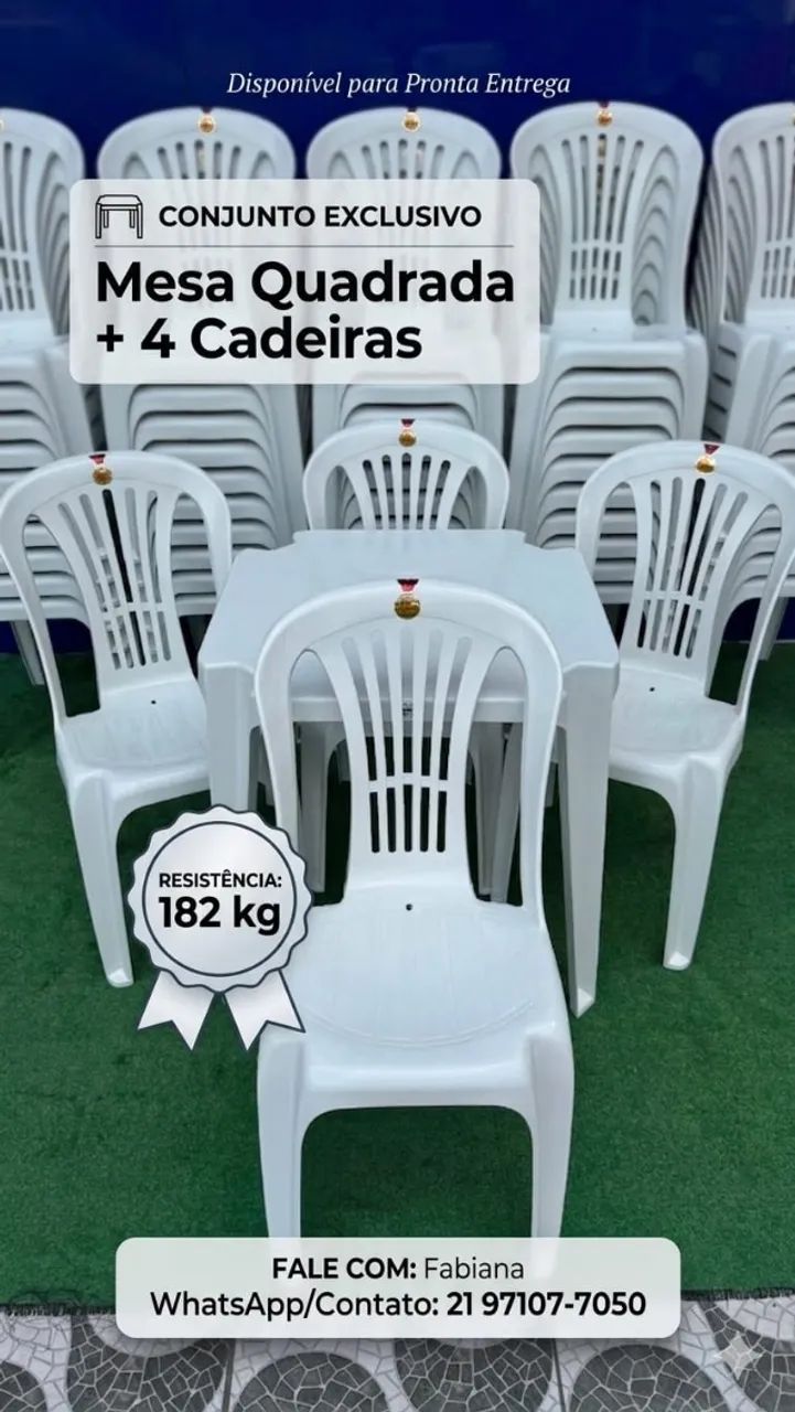 Mesa com cadeiras reforçadas 