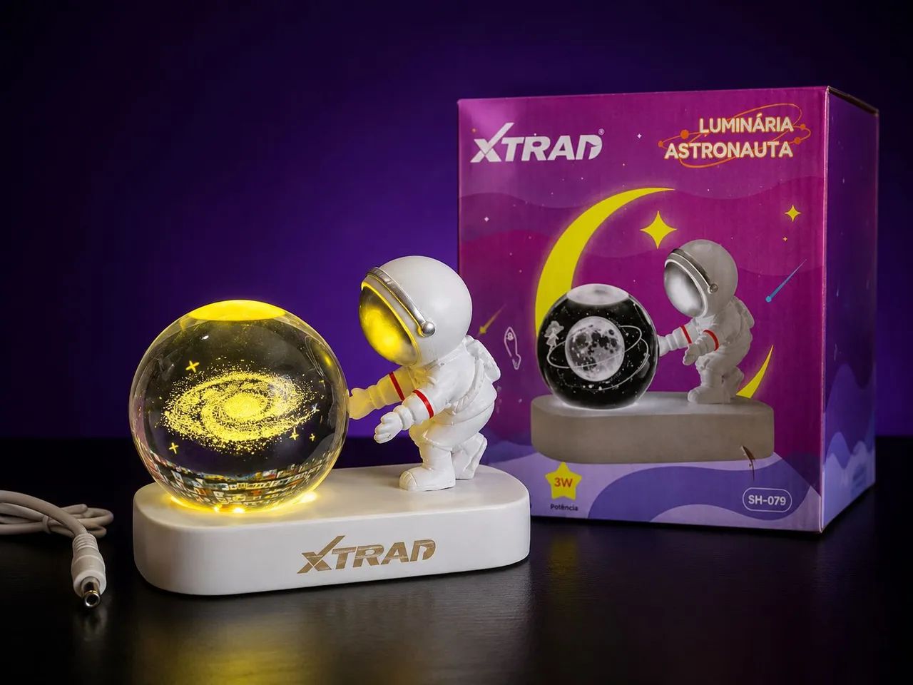 Luminária Astronauta com Globo Galáxia LED Xtrad - Foto 2