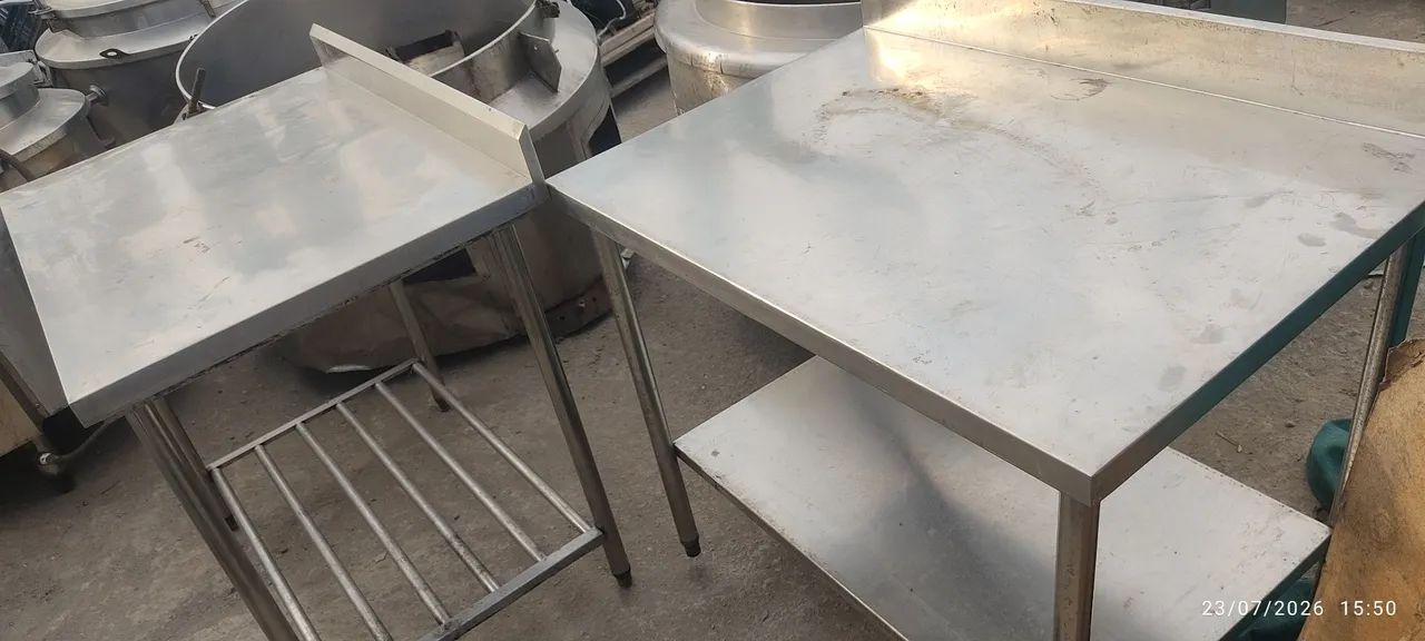Bancada+prateleira INOX 1metro comprimento/70cm largura"LEIA" - Foto 4
