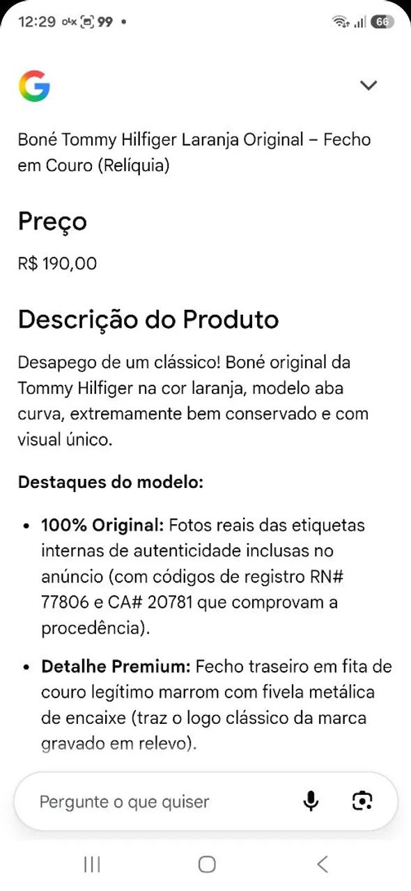BONÉ TOMMY HILFIGER LARANJA ORIGINAL FECHO EM COURO RELÍQUIA  - Foto 5