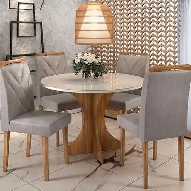 Mesa de Jantar Sienna Vidro Laqueado + 4 Cadeiras, Direto da Fabrica. Frete Grátis!i,