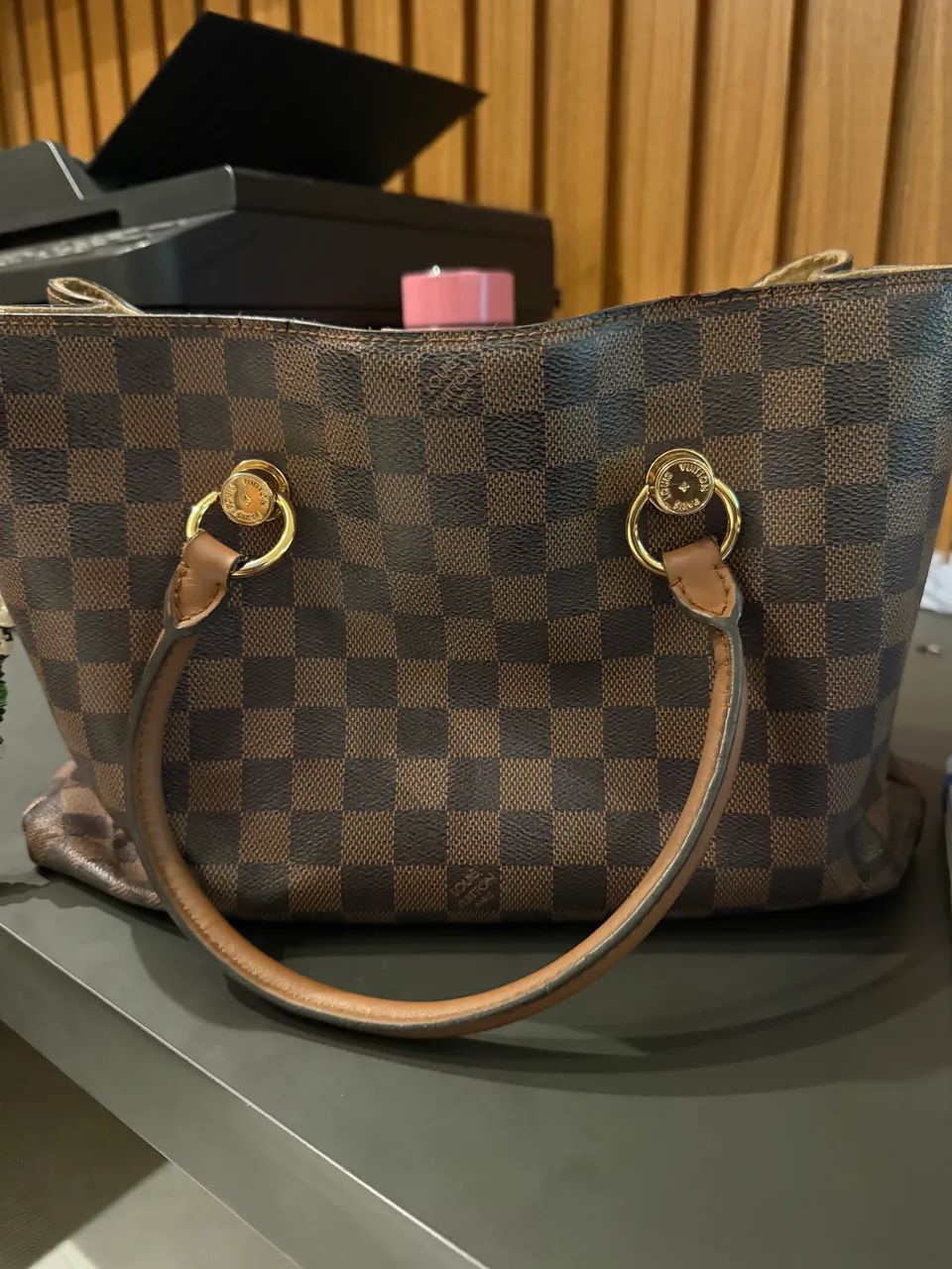 Bolsa Louis Vuitton Riverside em canvas Damier Ébène.