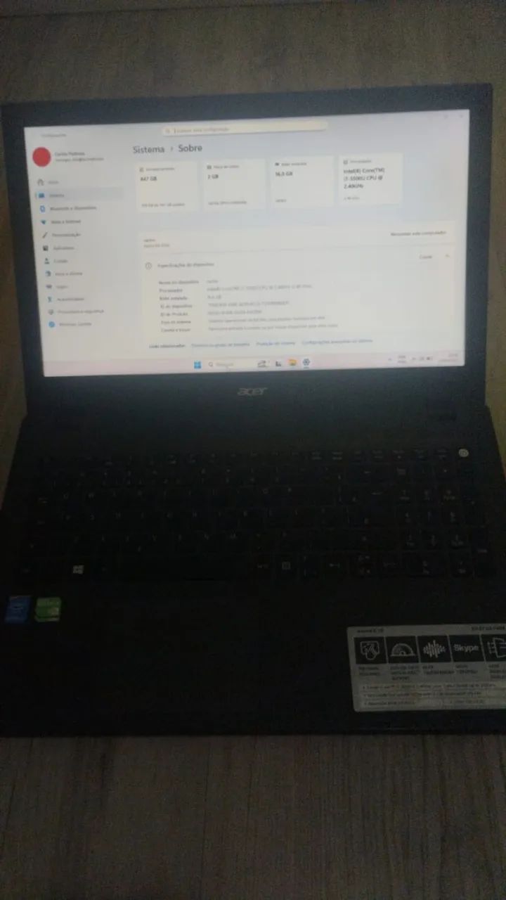 Notebook Acer 15 polegadas i7 16GB Ram 512 SSD - Notebooks ...