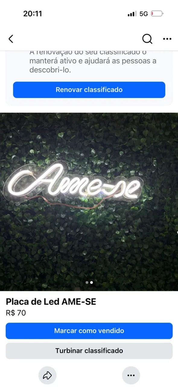 PLACA DE LED ame-se branca 