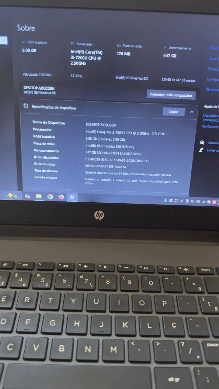 Notebook HP - i5 7 geração 8GB e SSD 500GB - Foto 3