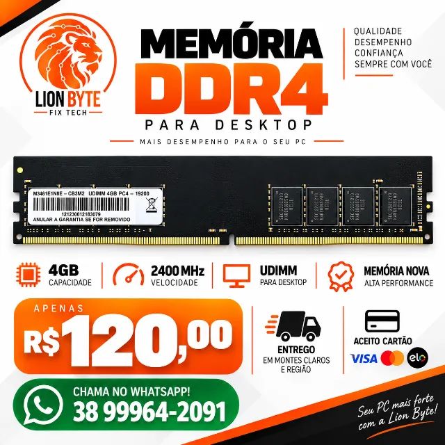 MEMÓRIA DDR4 4GB PARA DESKTOP  