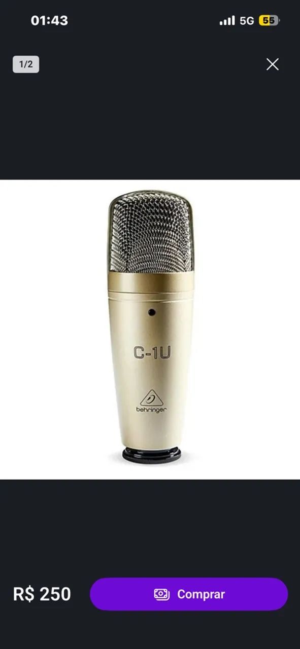 Microfone condensador Behringer C1U USB