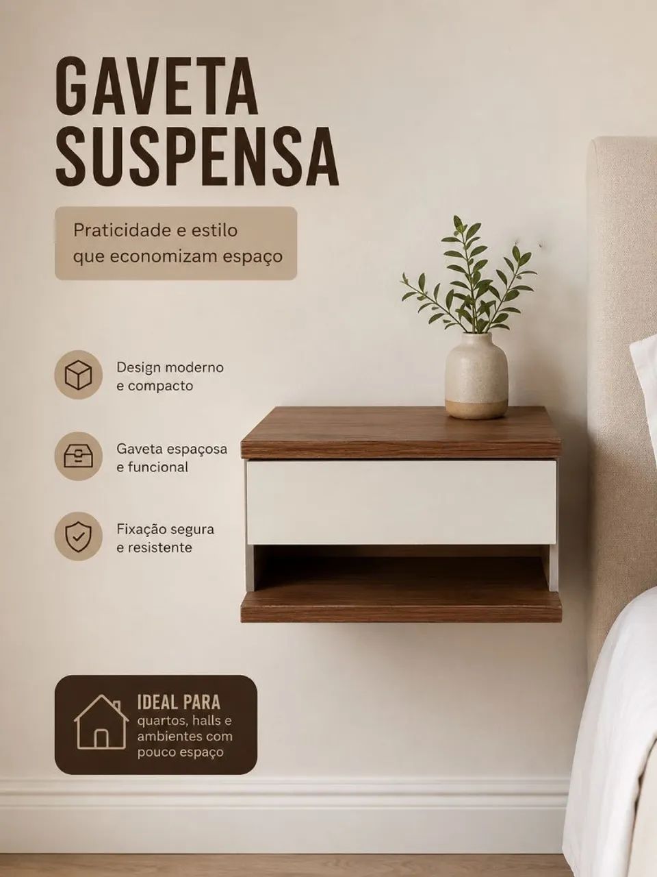Criado-Mudo Suspenso com gaveta 