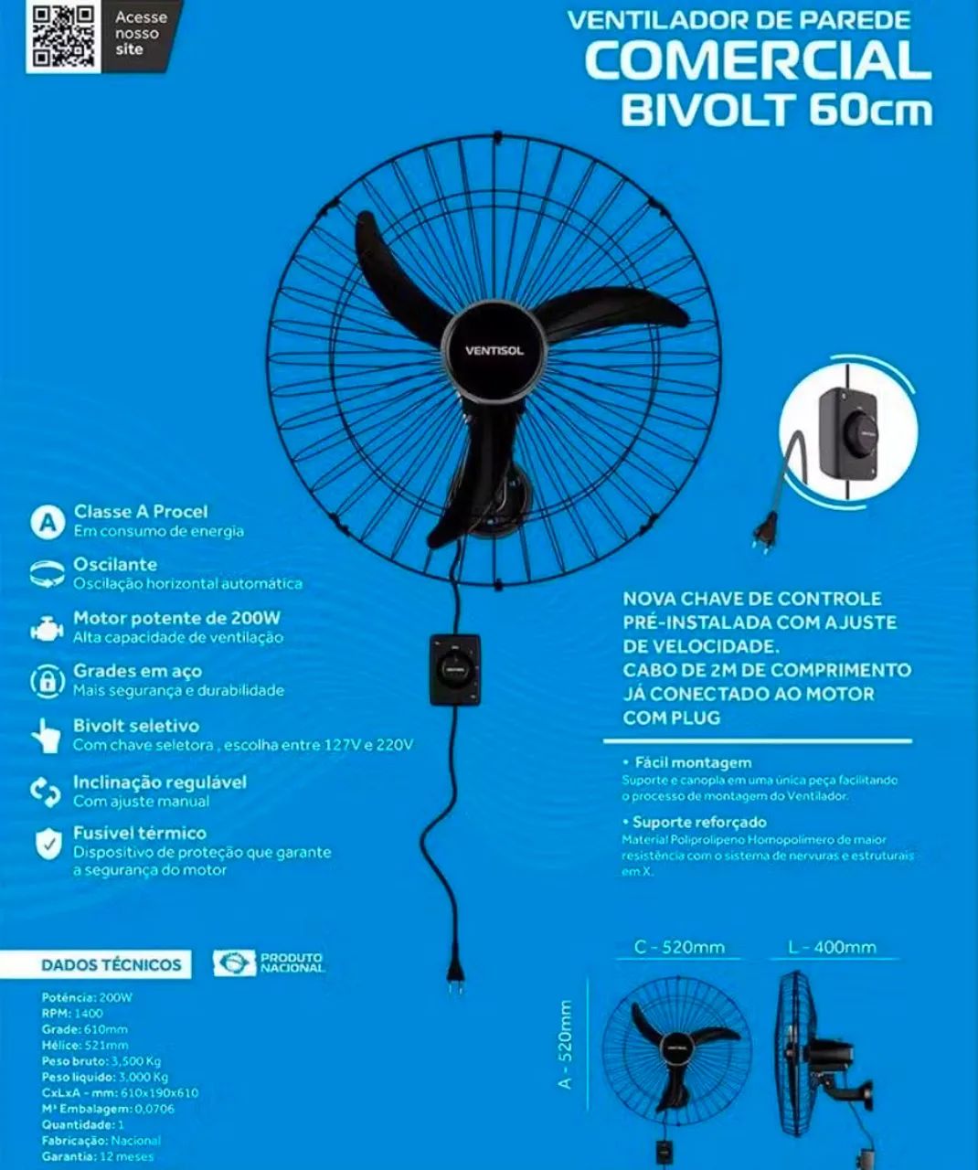 Ventilador de Parede - Ventisol - BiVolt  - Foto 3