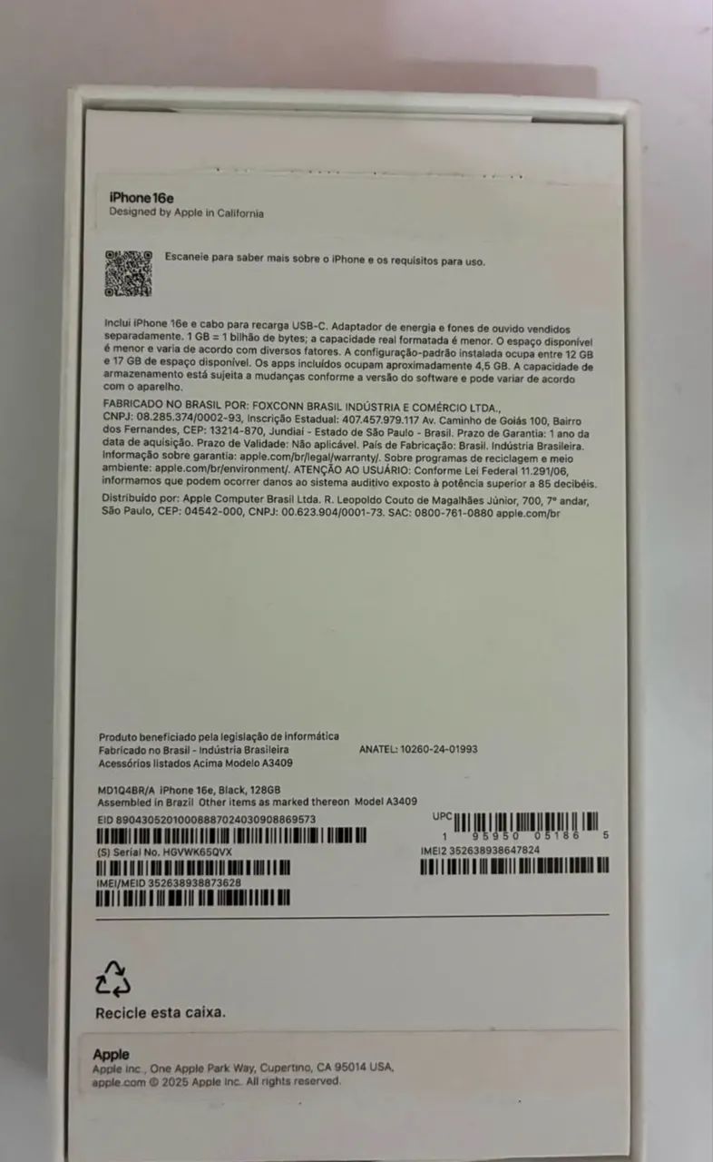 iPhone 16e 128GB Preto - bateria 90% - Foto 5