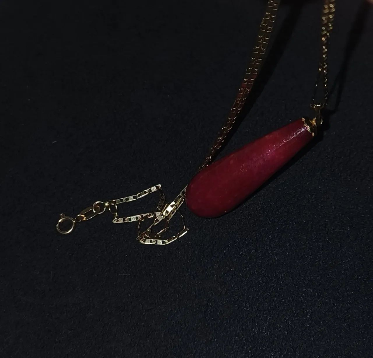 Corrente de ouro com pingente de ouro e rubi - Foto 5