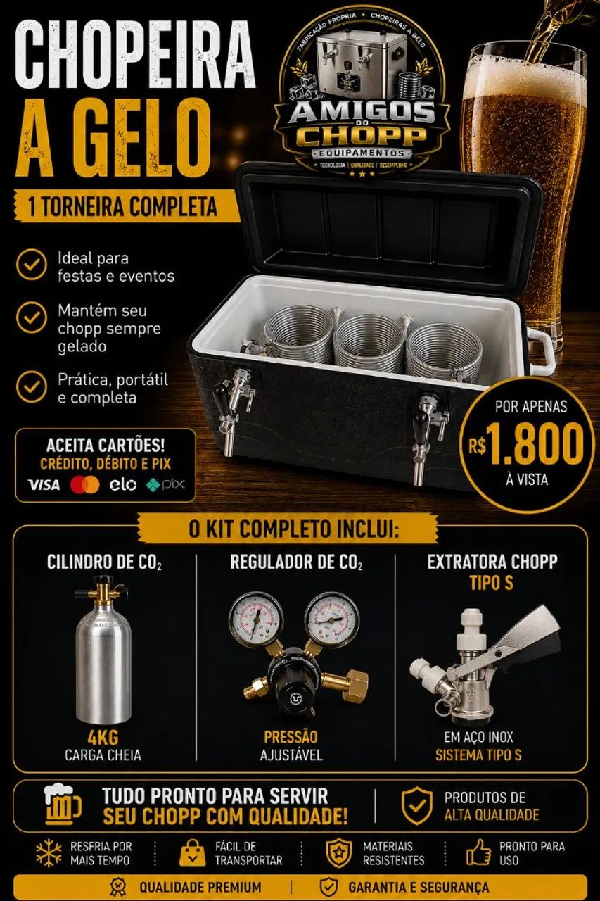 Chopeira a gelo 2 torneiras completa 