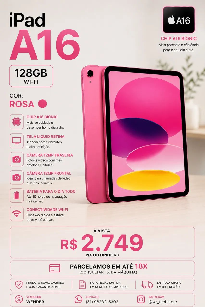 iPad 11 Wi-Fi | NOVO COM GARANTIA APPLE 