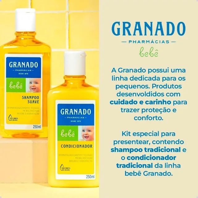 Kit Shampoo + Condicionador P/ Bebê Granado 250 ml - CM0023 - Foto 5