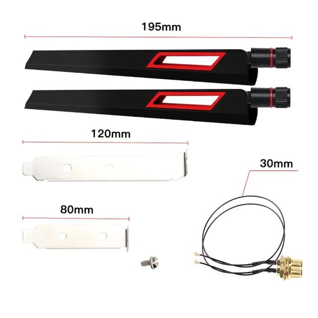 Kit 2 Antenas Wi-Fi NGFF M.2 10dBi com Espelho e Cabo para Desktop - Foto 4