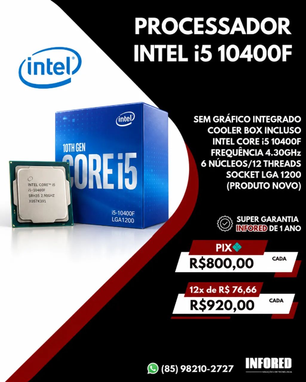 Processador Intel Core i5-10400F