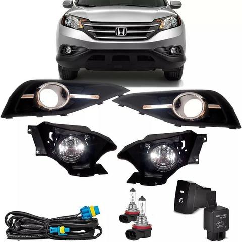 Kit Farol Milha Neblina Moldura Cromada Honda Crv 2012 2013