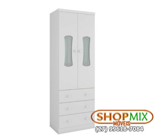 Frete Grátis* Roupeiro Infantil guarda roupas 2 portas 3 gavetas - Luna *NOVO - Foto 2