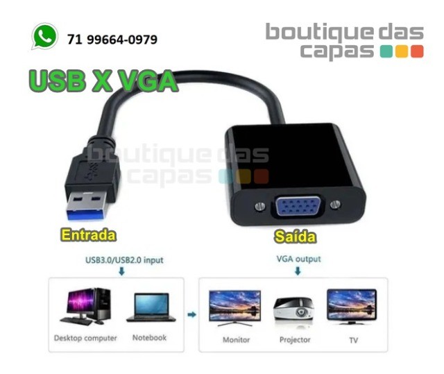 Cabo conversor usb 3.0 x vga femea pc ps3 prejetor dex AD-902E CB0275 - Foto 2