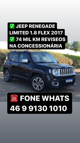 JEEP RENEGADE LIMITED 2017 BAIXA KM REVISÕES NA CONCESSIONARIA