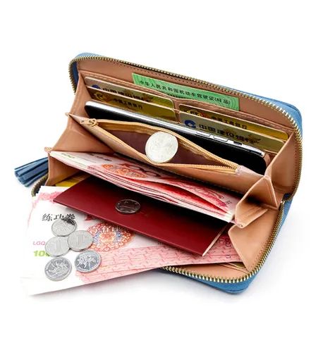 Bolsa com Zipper para mulheres, porta-moedas, suporte dinheiro, telefone, bolso grande - Foto 5
