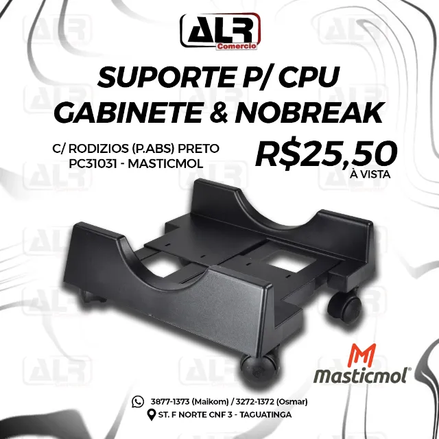 SUPORTE CARRINHO PARA GABINETE CPU OU NOBREAK COM RODINHAS