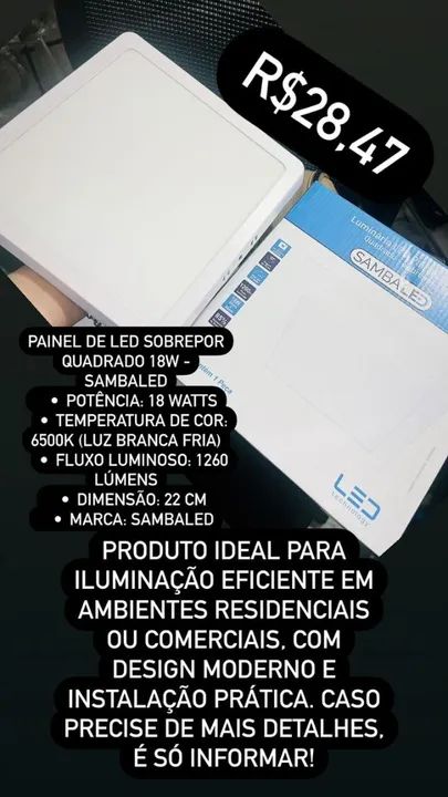painel de led sobrepor 18w