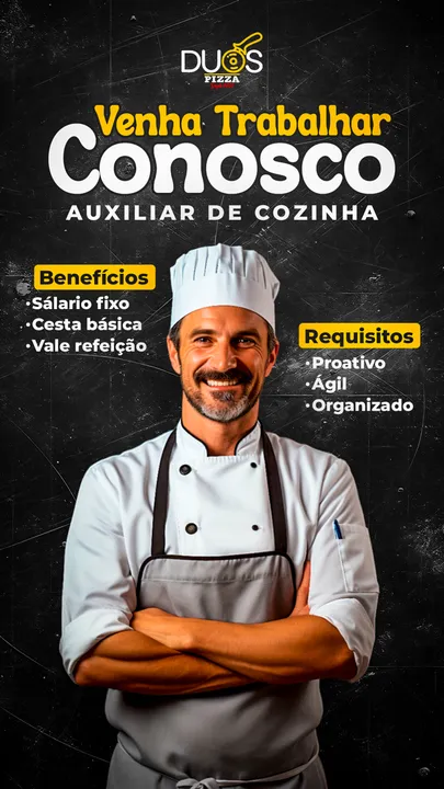 Vaga para auxiliar e pizzaiolo 