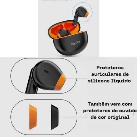 Fone De Ouvido Sem Fio Realfit F2 Tws Bluetooth 5.3 Corrida Academia Original - Foto 2