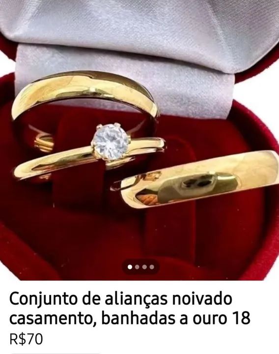 Conjunto de alianças banhadas a ouro 18