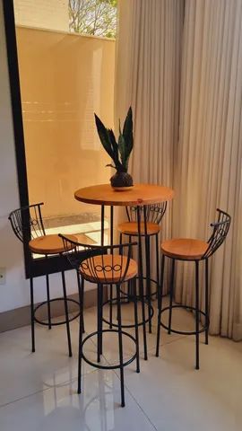 Jogo Bistrô Fixo Com 4 Banquetas Gourmet  - Foto 3