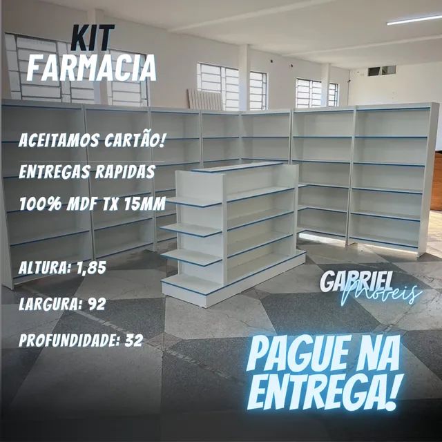 Gôndola + Prateleira branca MDF Kit 