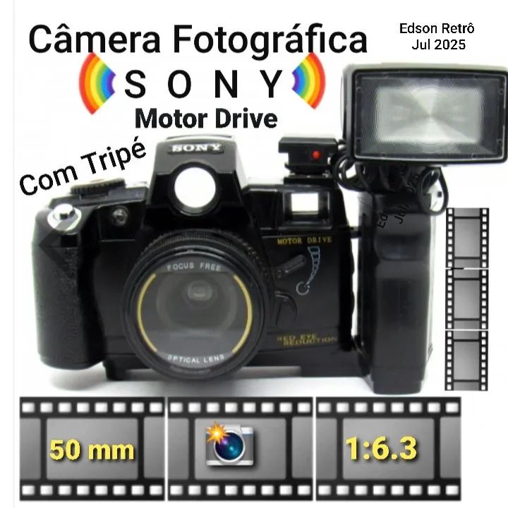 Câmera Sony Motor Drive com Tripé - Edson Retrô - Câmeras e